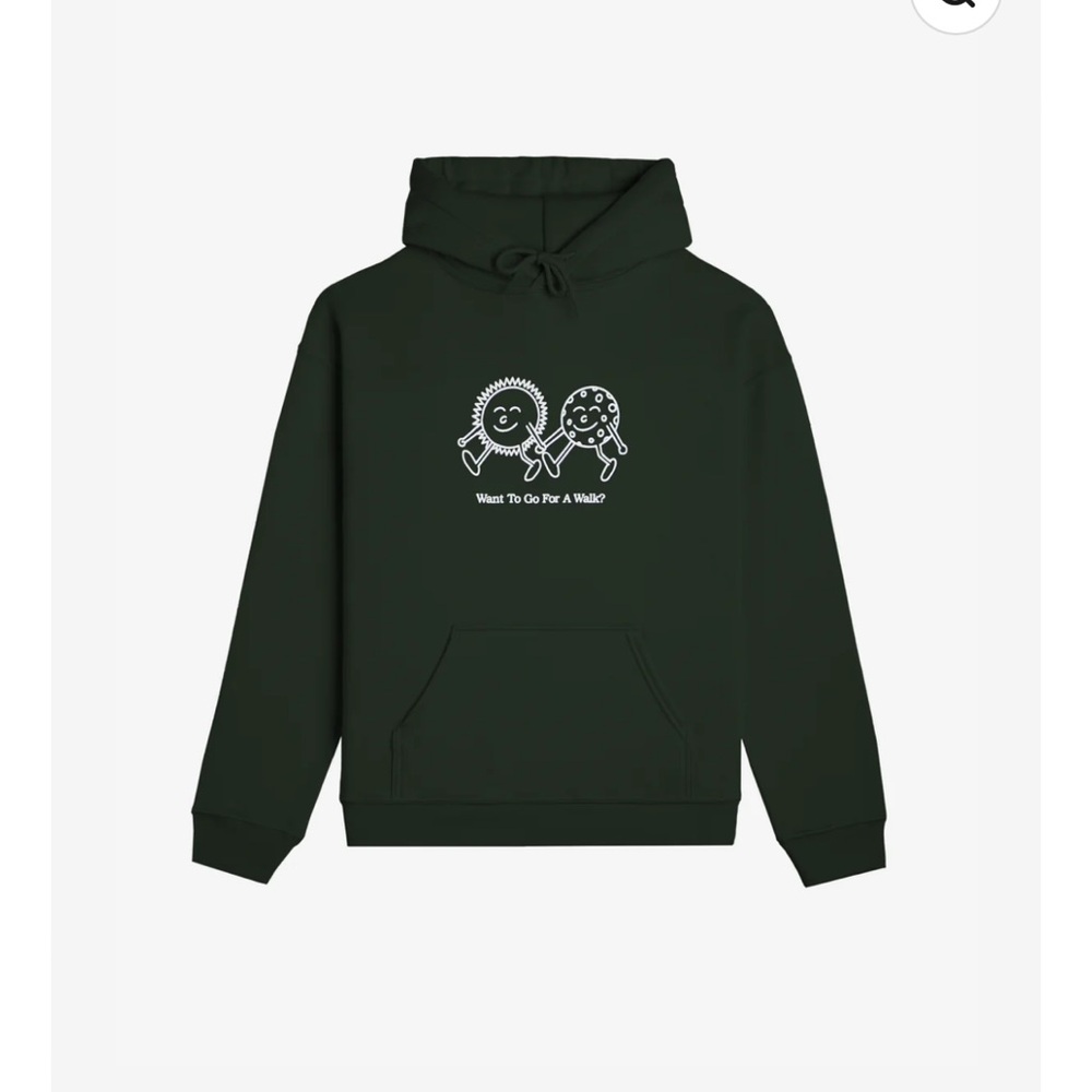 Lonely Ghost Go For A Walk Hoodie in Forest Green